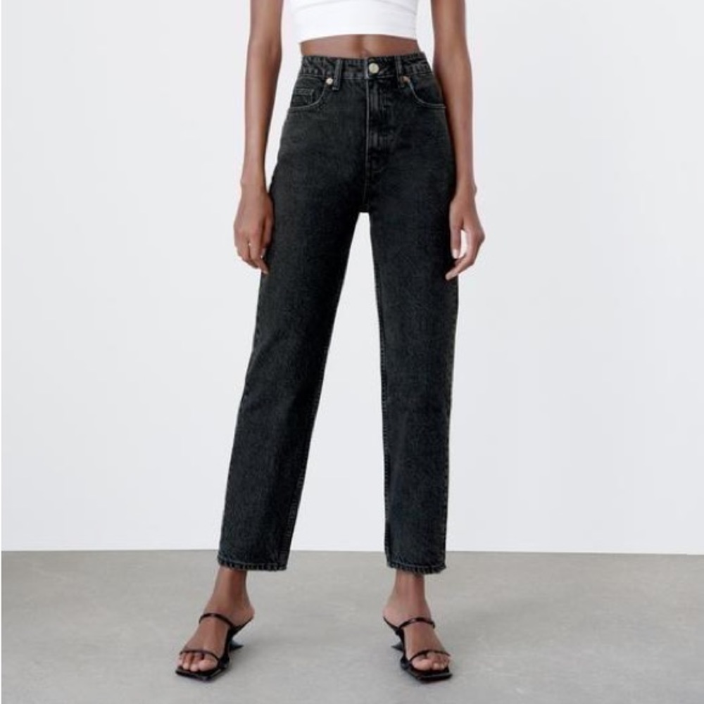 Zara straight leg high rise jeans
